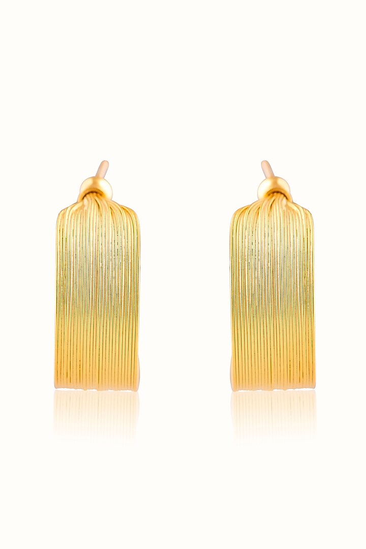 Gold Matte Finish Hoop Earrings In Sterling Silver by Vinanti Manji at Pernia's Pop Up Shop