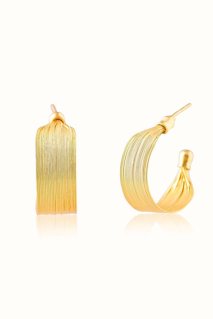 Gold Matte Finish Hoop Earrings In Sterling Silver by Vinanti Manji at Pernia's Pop Up Shop