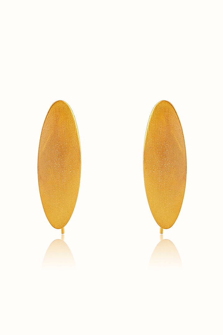 Gold Finish Oval-Shaped Hoop Earrings In Sterling Silver by Vinanti Manji at Pernia's Pop Up Shop