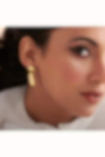 Gold Finish Textured Hoop Earrings In Sterling Silver by Vinanti Manji at Pernia's Pop Up Shop