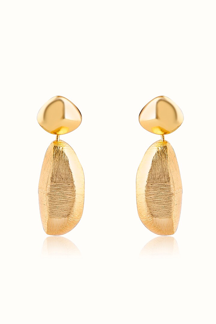 Gold Finish Textured Hoop Earrings In Sterling Silver by Vinanti Manji at Pernia's Pop Up Shop