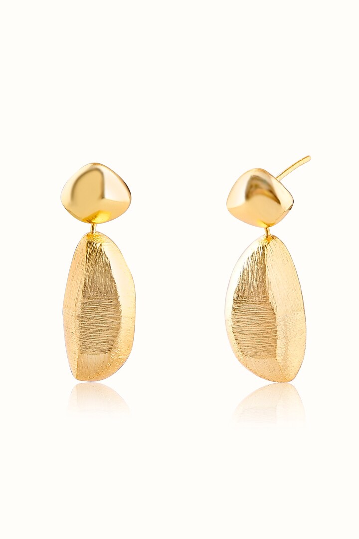 Gold Finish Textured Hoop Earrings In Sterling Silver by Vinanti Manji at Pernia's Pop Up Shop