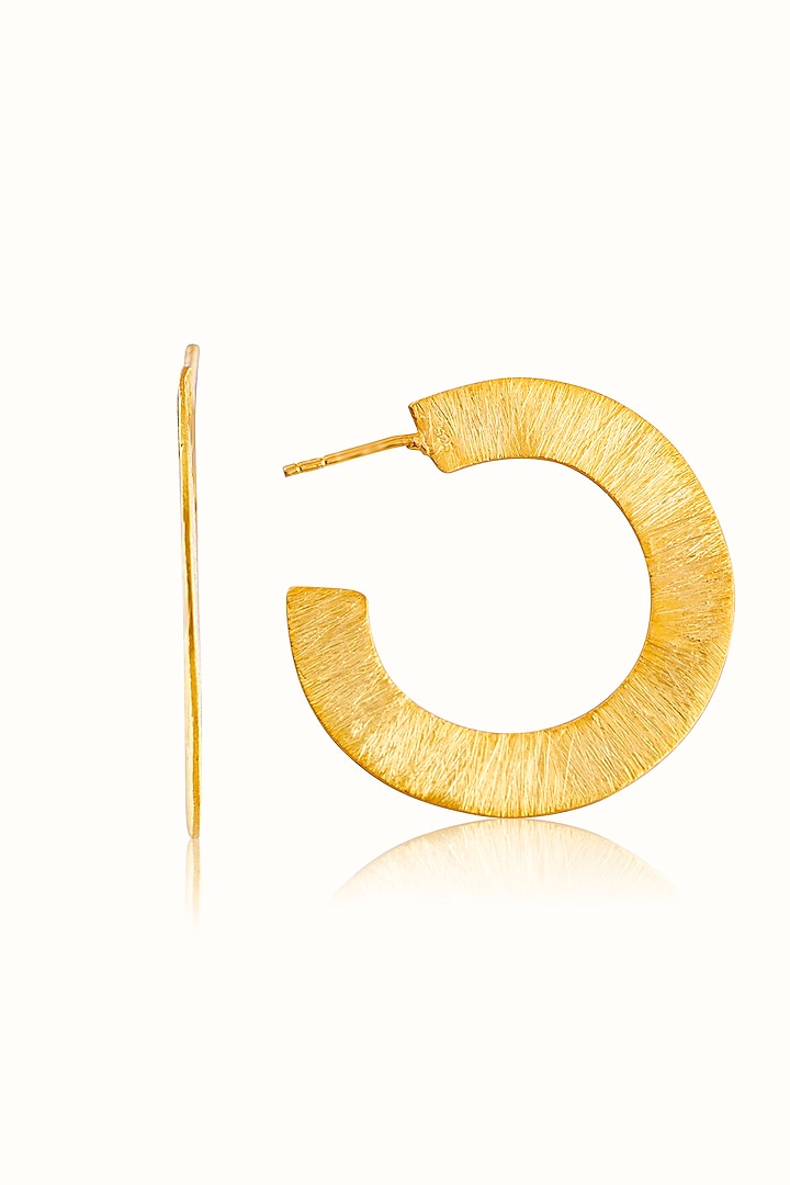 Gold Finish Hoop Earrings In Sterling Silver by Vinanti Manji at Pernia's Pop Up Shop