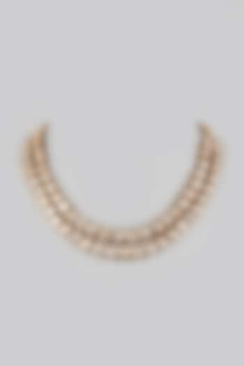 Gold Finish Kundan Polki Layered Necklace In Sterling Silver by Vinanti Manji