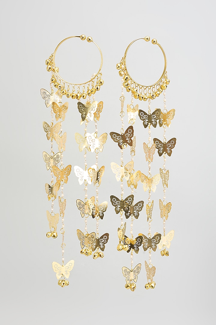 Gold Finish Butterfly Charm Bangle Kaleeras (Set Of 2) by Vivinia By Vidhi Mehra at Pernia's Pop Up Shop