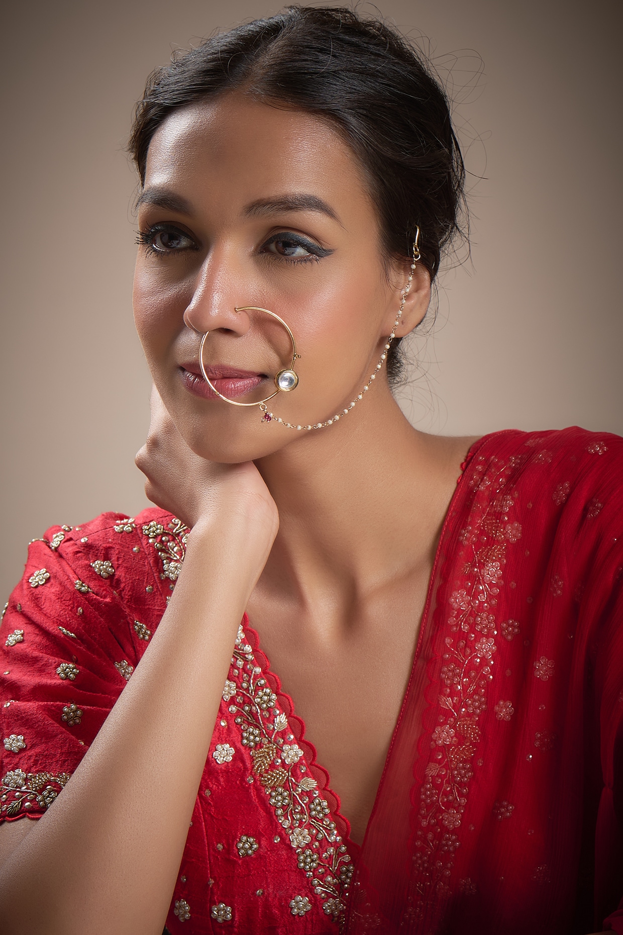 VAMA Fashions Maharashtrian jewellery traditional nath nose ring Without  Piercing Marathi Nose Pin For Women | Dealsmagnet.com
