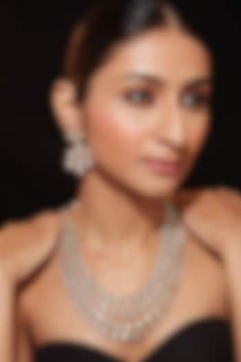 Gold Finish Kundan Polki & Diamond Layered Necklace Set by Vivinia By Vidhi Mehra at Pernia's Pop Up Shop