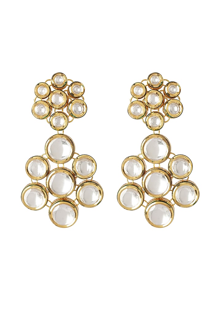 Gold Finish Kundan Polki & Diamond Layered Necklace Set by Vivinia By Vidhi Mehra at Pernia's Pop Up Shop