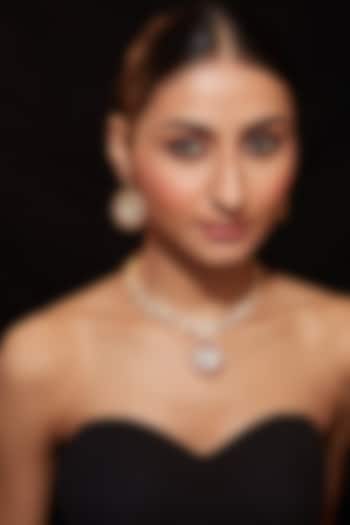 Gold Finish Pink Gemstone Necklace Set by Vivinia By Vidhi Mehra at Pernia's Pop Up Shop