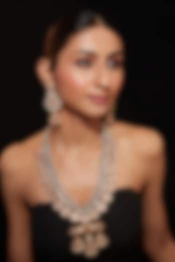 Gold Finish Red Stone Layered Necklace Set by Vivinia By Vidhi Mehra at Pernia's Pop Up Shop