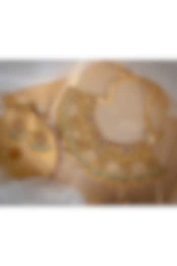 Gold Finish Multi-Colored Beaded Temple Necklace Set by Vivinia By Vidhi Mehra at Pernia's Pop Up Shop