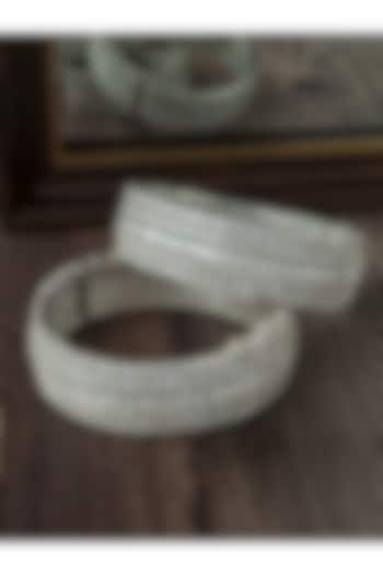 Silver Finish Zircon Bangles (Set Of 2) by Vivinia By Vidhi Mehra at Pernia's Pop Up Shop