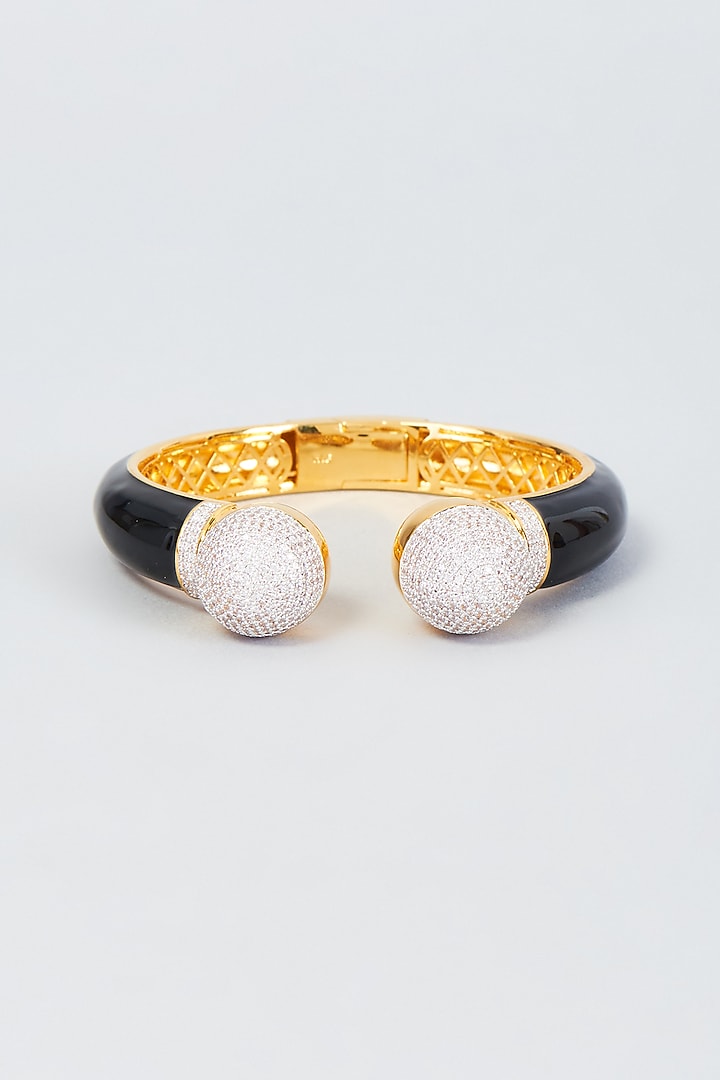 Gold Finish Zircon Bangle by Vivinia By Vidhi Mehra at Pernia's Pop Up Shop