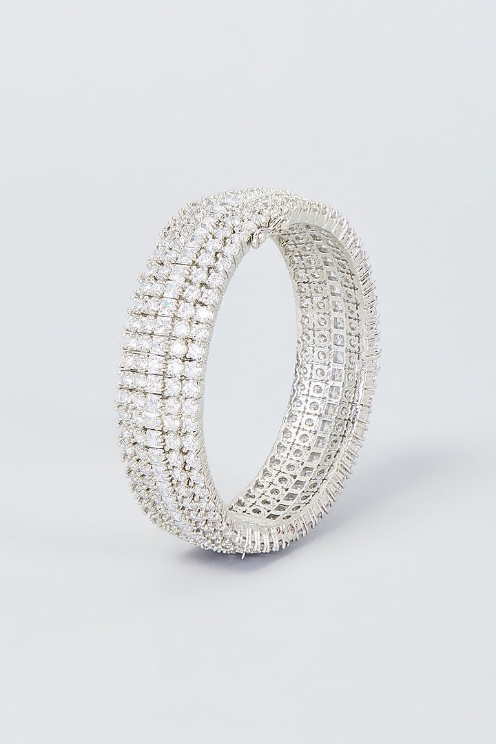White Finish Zircon Bangle by Vivinia By Vidhi Mehra at Pernia's Pop Up Shop
