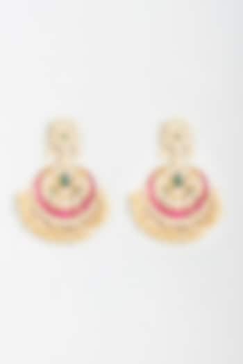 Gold Finish Chandbali Earrings With Ruby by Vivinia By Vidhi Mehra