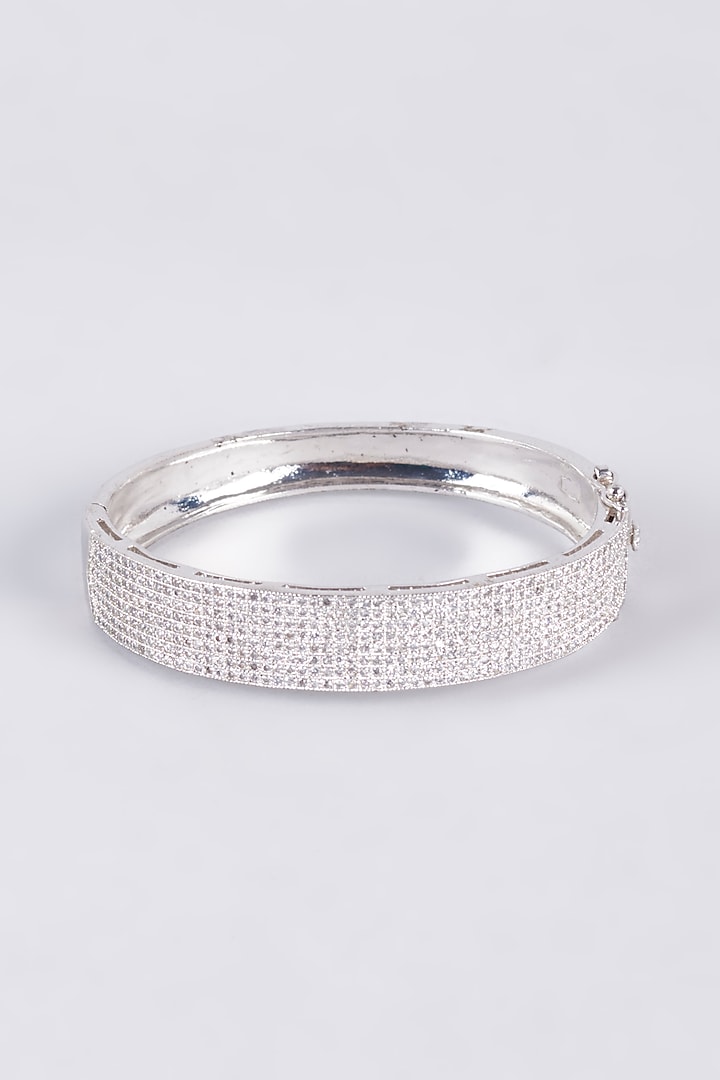 White Finish Zircon Bangle by Vivinia By Vidhi Mehra at Pernia's Pop Up Shop