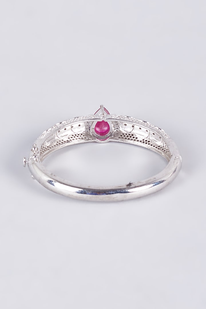 White Finish Ruby Synthetic Stone Enameled Kada by Vivinia By Vidhi Mehra at Pernia's Pop Up Shop