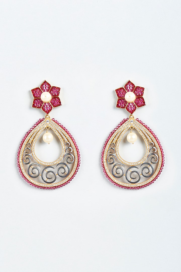 Gold Finish Chandbali Earrings by Vivinia By Vidhi Mehra at Pernia's Pop Up Shop