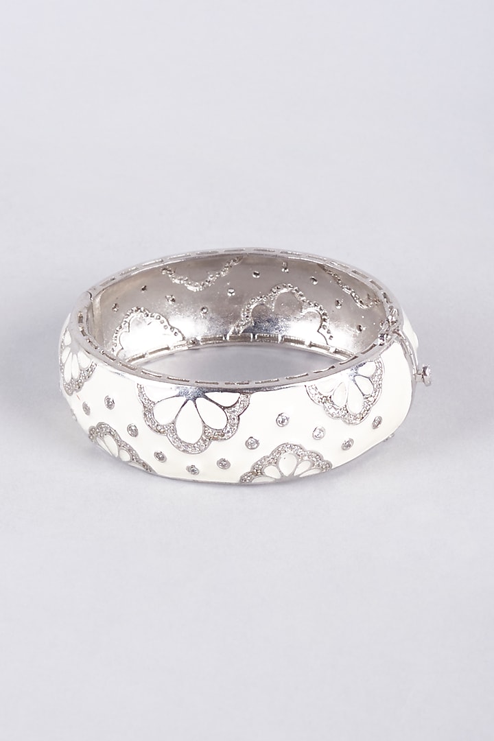 White Finish Enameled Kada by Vivinia By Vidhi Mehra at Pernia's Pop Up Shop