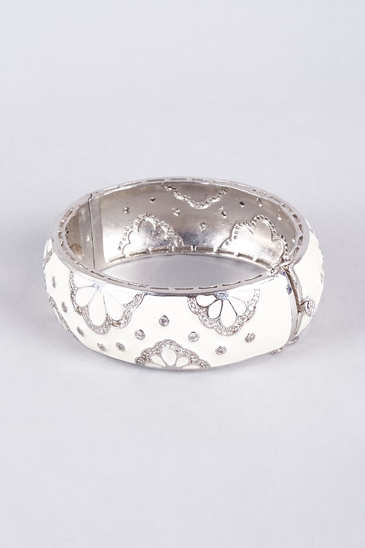 White Finish Enameled Kada by Vivinia By Vidhi Mehra at Pernia's Pop Up Shop