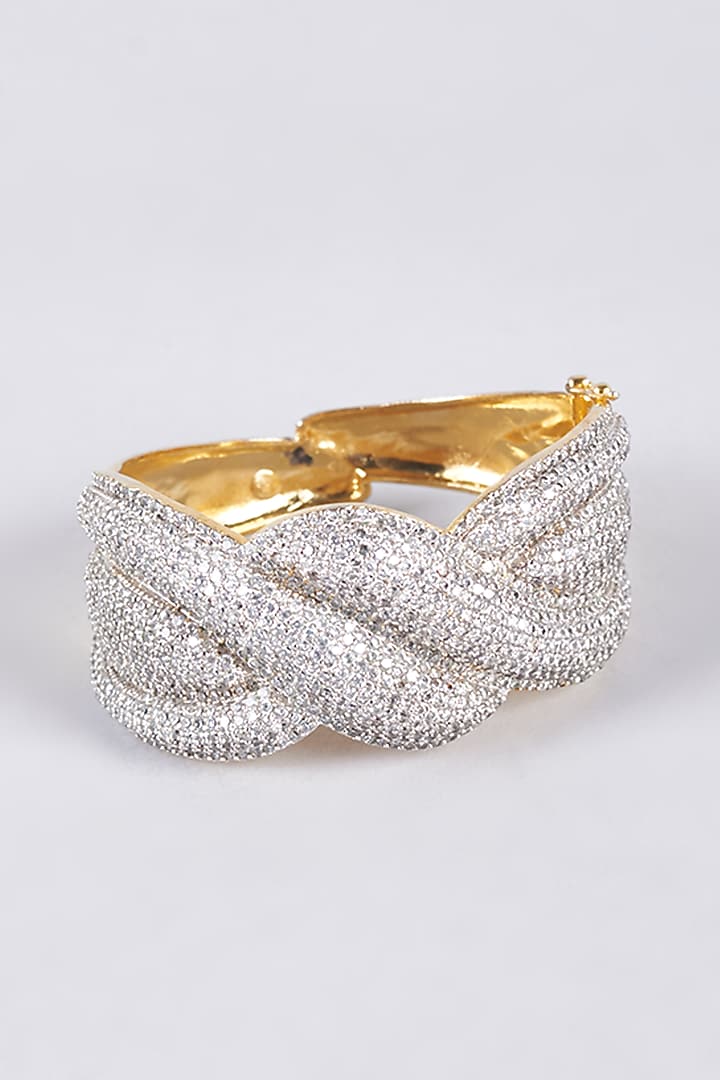 Two-Tone Finish Zircon Kada by Vivinia By Vidhi Mehra at Pernia's Pop Up Shop