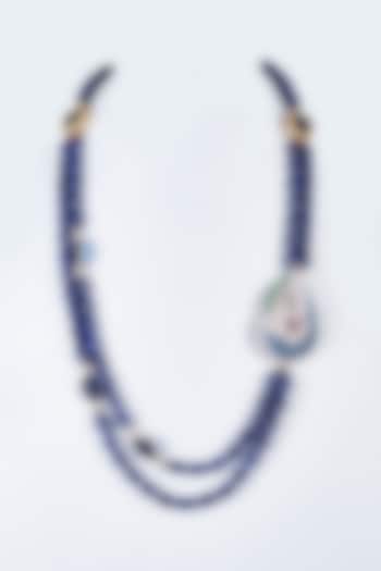 Navy Blue Beaded & Semi-Precious Stone Mala by Vivinia By Vidhi Mehra at Pernia's Pop Up Shop