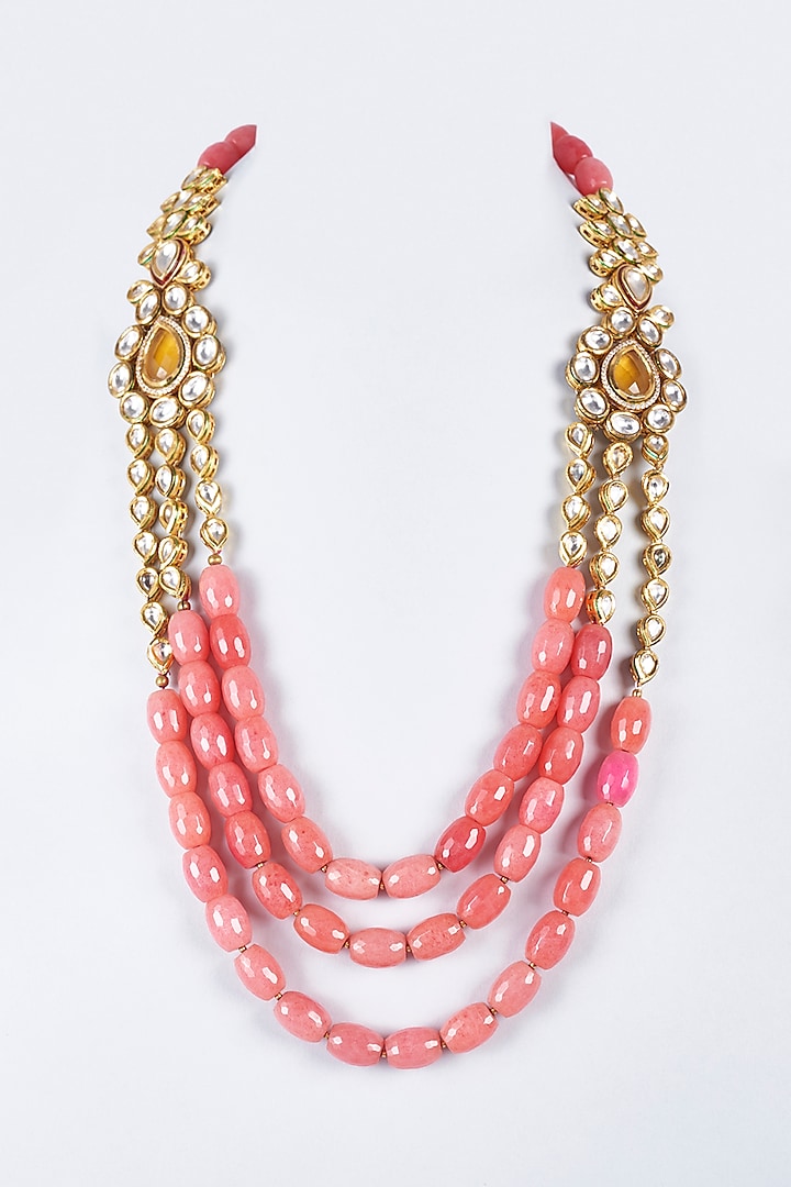 Coral Beaded & Semi-Precious Stone Mala by Vivinia By Vidhi Mehra at Pernia's Pop Up Shop