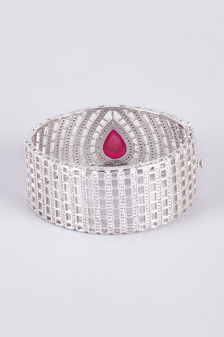 White Finish Zircon Kada by Vivinia By Vidhi Mehra at Pernia's Pop Up Shop