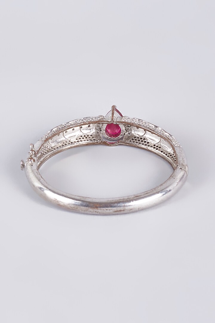 White Finish Zircon Blue Enameled Kada by Vivinia By Vidhi Mehra at Pernia's Pop Up Shop