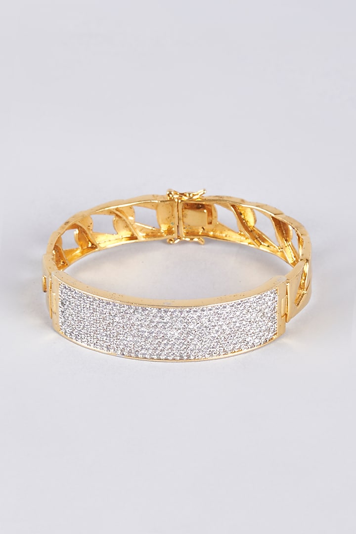 Two Tone Finish Zircon Kada by Vivinia By Vidhi Mehra at Pernia's Pop Up Shop