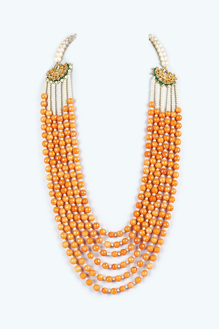Orange Beaded Mala by Vivinia By Vidhi Mehra at Pernia's Pop Up Shop
