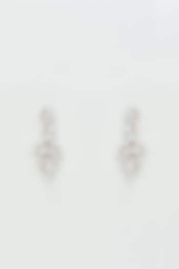 White Finish Zircon Dangler Earrings by Vivinia By Vidhi Mehra at Pernia's Pop Up Shop