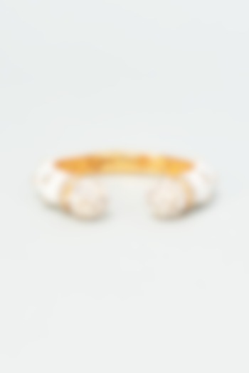 Gold Finish Zircon Enameled Bangle by Vivinia By Vidhi Mehra at Pernia's Pop Up Shop