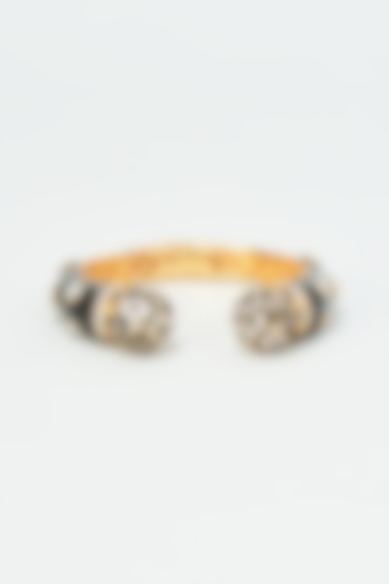 Gold Finish Zircon Enameled Bangle by Vivinia By Vidhi Mehra at Pernia's Pop Up Shop