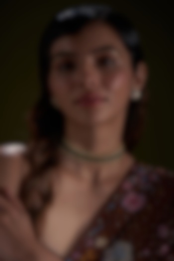 Gold Finish Kundan Polki & Green Stone Choker Necklace Set by Vivinia By Vidhi Mehra at Pernia's Pop Up Shop