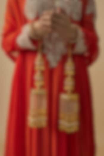 Gold Finish Pearl Chain Kaleera (Set Of 2) by Vivinia By Vidhi Mehra at Pernia's Pop Up Shop