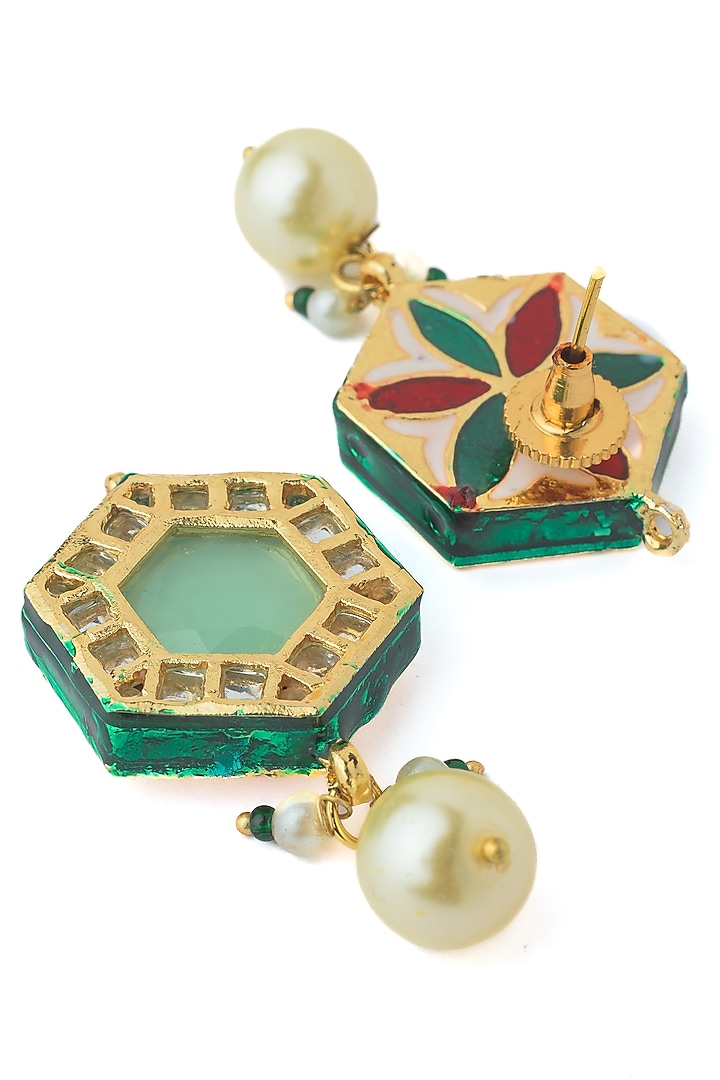 Gold Finish Purple Beaded Enameled Necklace Set by Vivinia By Vidhi Mehra at Pernia's Pop Up Shop