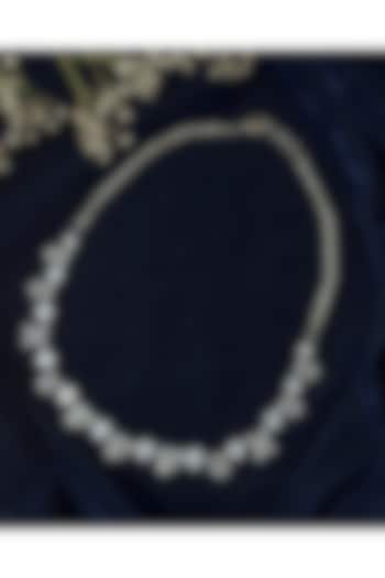 Silver Finish White Stone Floral Necklace by Vivinia By Vidhi Mehra at Pernia's Pop Up Shop