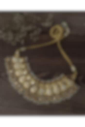 Gold Finish Kundan & Pearl Choker Necklace by Vivinia By Vidhi Mehra at Pernia's Pop Up Shop