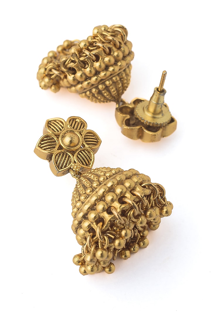 Gold Finish Long Temple Necklace Set by Vivinia By Vidhi Mehra at Pernia's Pop Up Shop