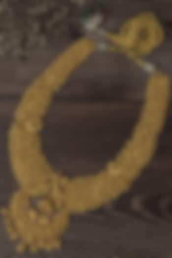 Gold Finish Temple Pendant Necklace by Vivinia By Vidhi Mehra at Pernia's Pop Up Shop