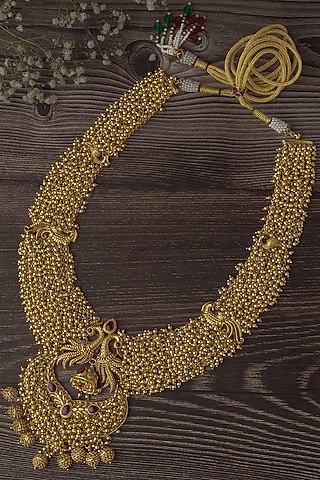 Gold Finish Temple Pendant Necklace by Vivinia By Vidhi Mehra
