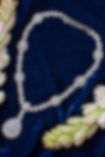 Silver Finish Zircon Pendant Necklace by Vivinia By Vidhi Mehra at Pernia's Pop Up Shop