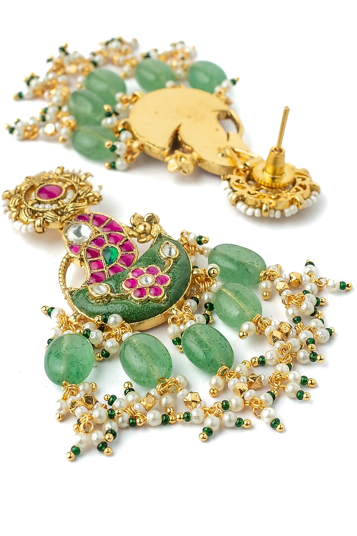 Gold Finish Multi-Colored Kundan Polki Handcrafted Necklace Set by Vivinia By Vidhi Mehra at Pernia's Pop Up Shop