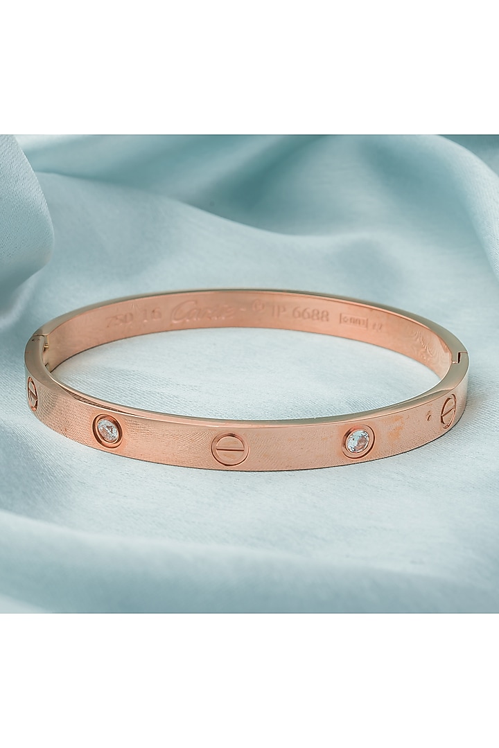 Rose Gold Finish Floral Kada by Vivinia By Vidhi Mehra at Pernia's Pop Up Shop