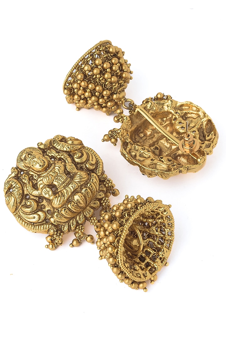Gold Finish Temple Pendant Necklace Set by Vivinia By Vidhi Mehra at Pernia's Pop Up Shop