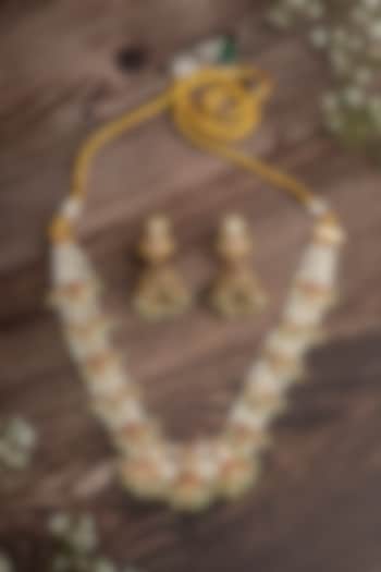Gold Finish Pearl Choker Necklace Set by Vivinia By Vidhi Mehra at Pernia's Pop Up Shop