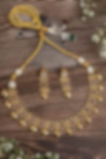 Gold Finish Ruby Pink Stone Choker Necklace Set by Vivinia By Vidhi Mehra at Pernia's Pop Up Shop