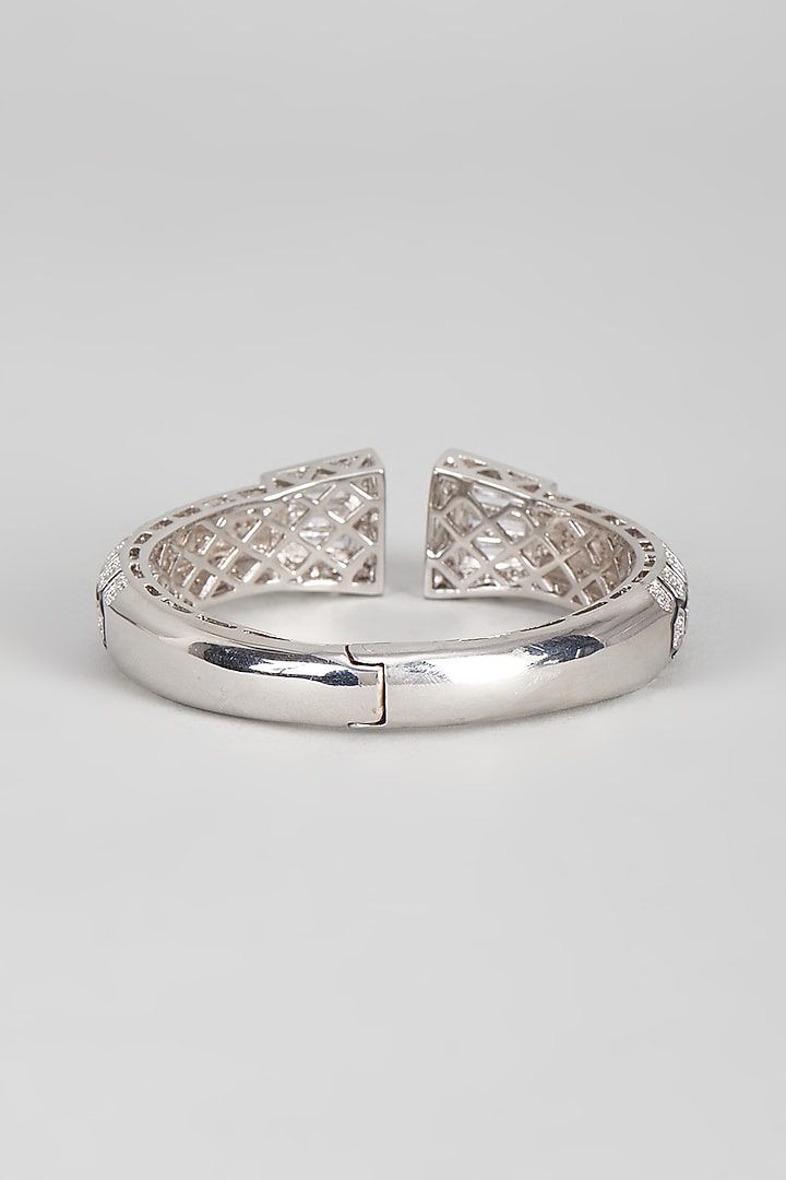 White Finish Enameled Zircon Kada by Vivinia By Vidhi Mehra at Pernia's Pop Up Shop