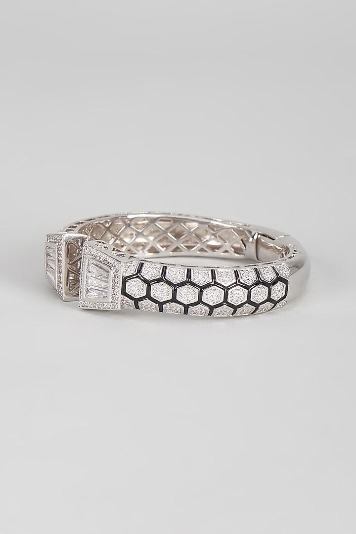 White Finish Enameled Zircon Kada by Vivinia By Vidhi Mehra at Pernia's Pop Up Shop